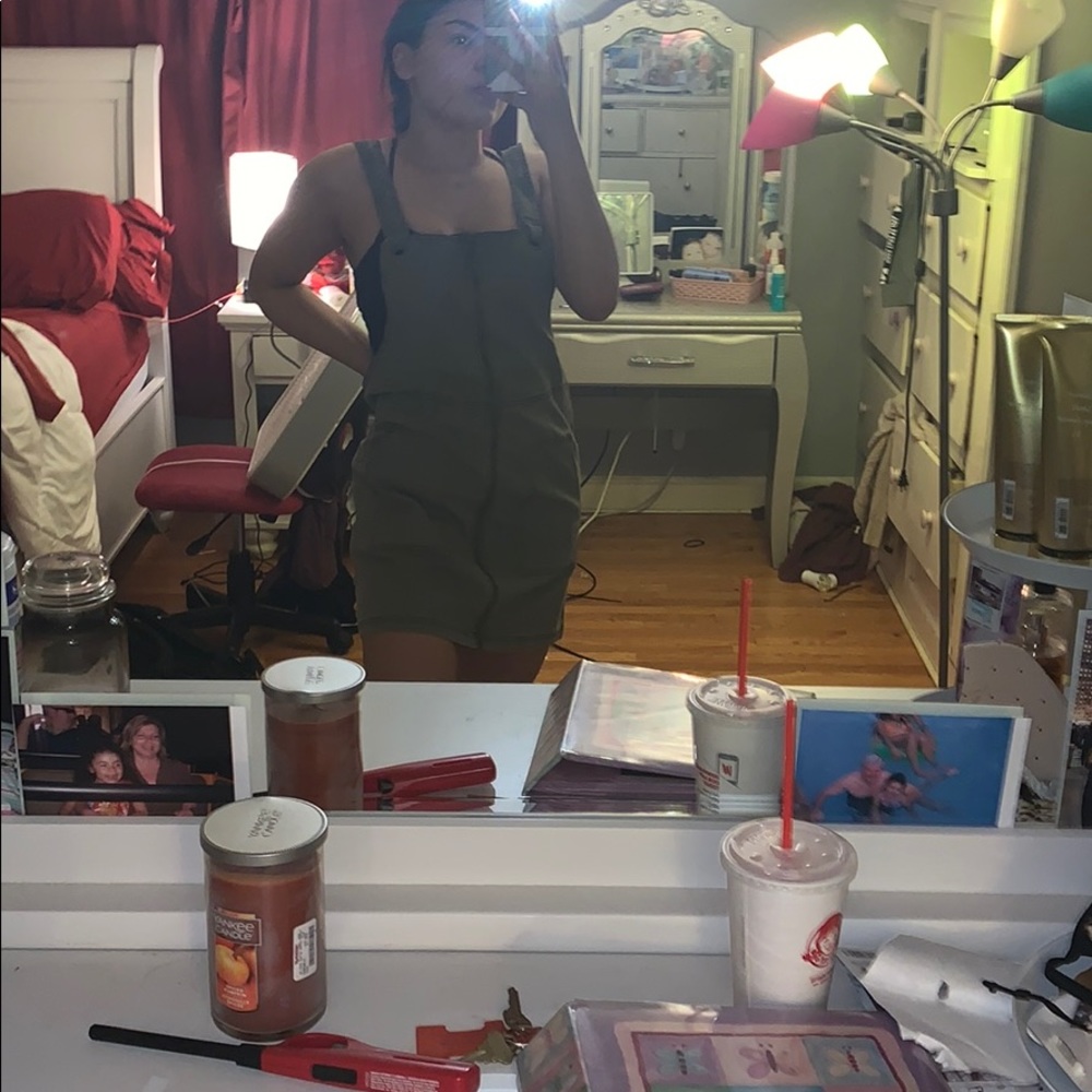 Army green overall dress